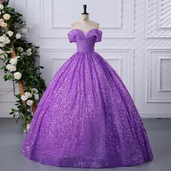 Shinny Party Dresses 15 Quinceanera Dresses 2024 Elegant Off Shoulder Ball Gown Customized 15 Year Old Dress Plus Size