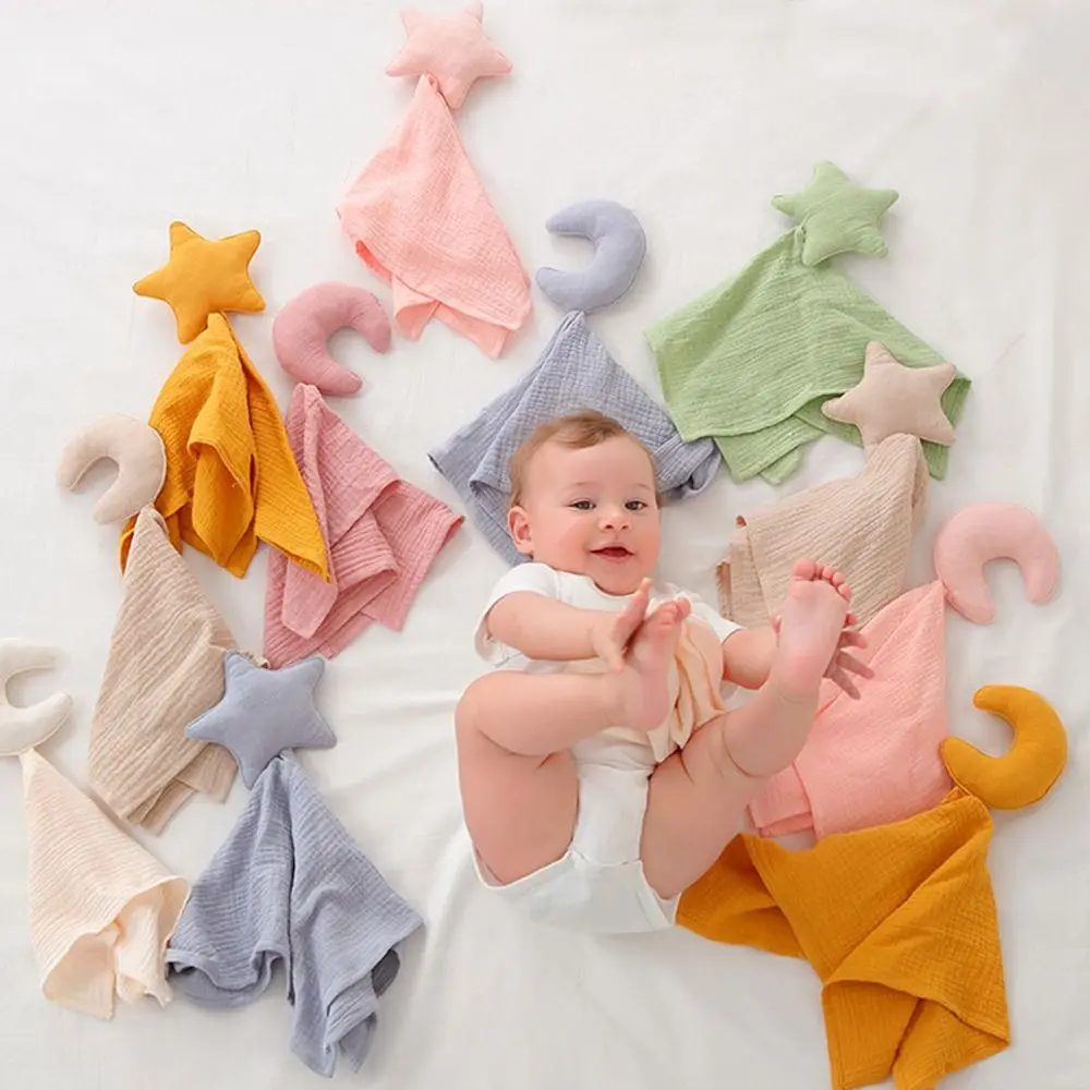 Serviette en coton pour nouveau-né, poupée endormie, jouet étoile, produit de soin doux pour bébé, serviette apaisante pour bébé, serviette sucette pour nouveau-né