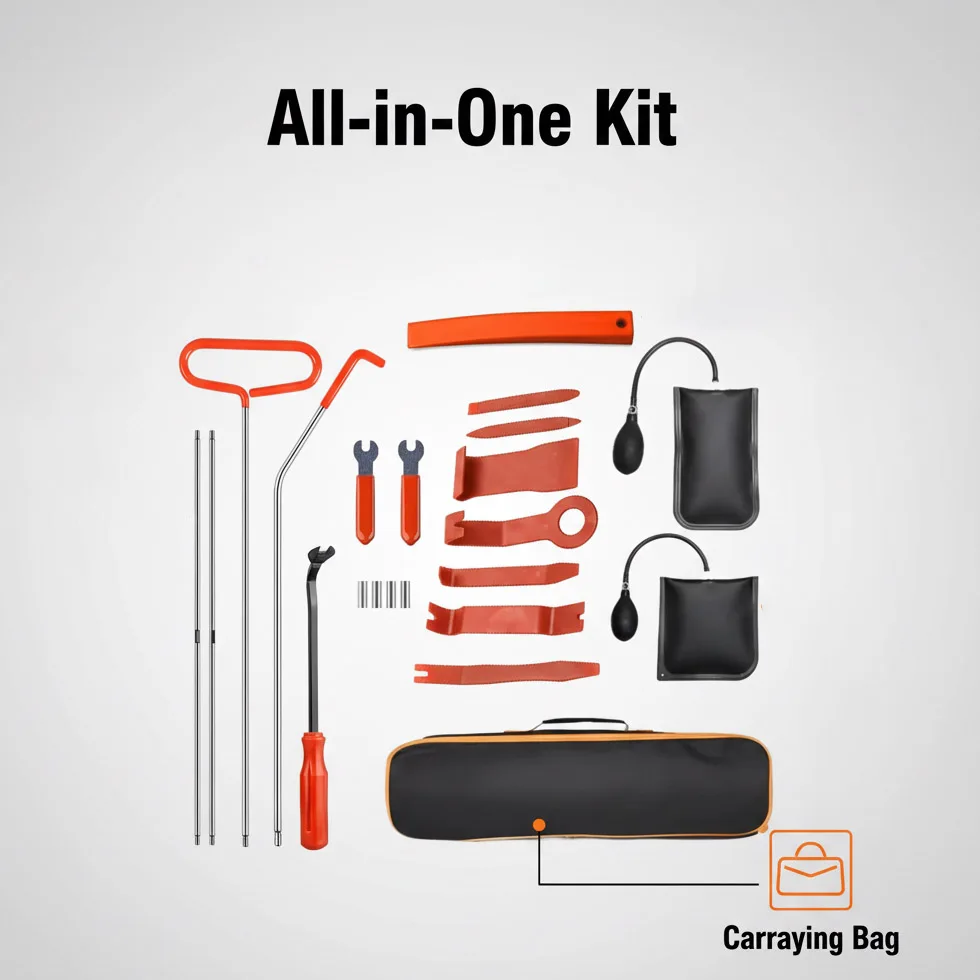 

Car Wedge Pump Thickened Door Repair Air Cushion Emergency Open Unlock Tool Kit With Long Reach Grabber Hook