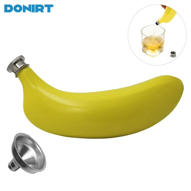 

5 Oz Banana Hip Flask Food Grade Stainless Steel Flask with Funnel Leak Proof Hip Flask for Alcohol Whiskey Vodka Russia Flagon