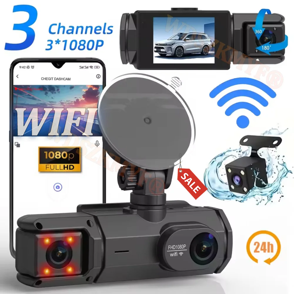 WIFI Dash Cam For Car Camera 1080P Video Recorder HD 2/3Camera Car DVR Front Rear View Camera Night Vision Car Accessories