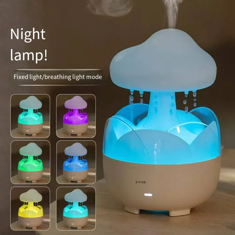 

Mushroom Raindrop Electric Aroma Diffuser Color Night Light Rain Cloud Odor Distributor with Remote Control Air Humidifier