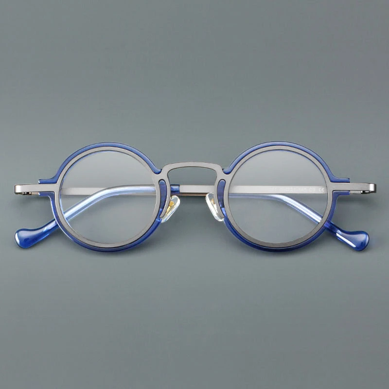 HONKAN Ultraleichter Acetat-Rahmen Metall-Brillengestell Retro Runde Lesebrille für Herren und Damen Hochwertiger Optischer Brillenrahmen – Detail 18