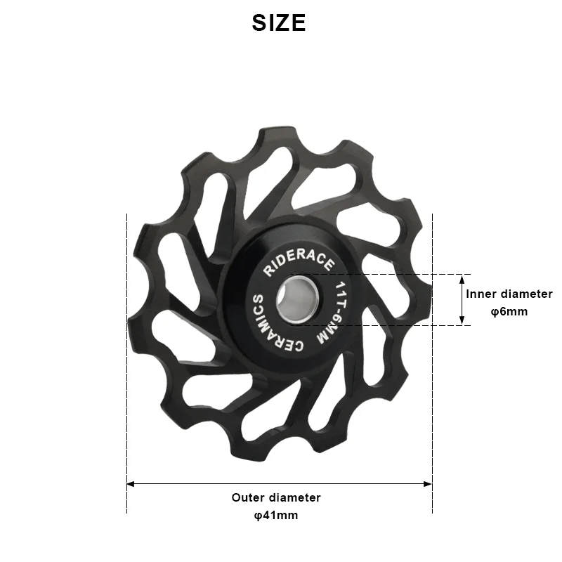 11T 13T Bike Ceramic Pulley Rear Derailleur Aluminum Alloy Bicycle Rear Derailleur Pulley Roller Idler Bearing Jockey Wheel Part