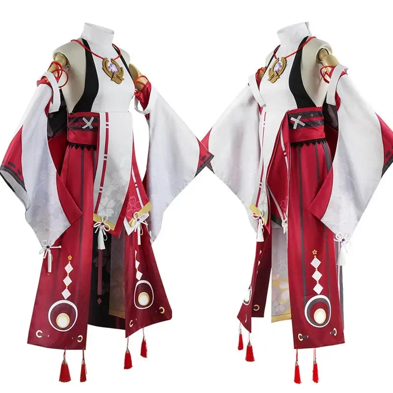 Yae Miko Costume Cosplay Guuji Set completo abiti fantasia vestito parrucca orecchie coda vestito Yae Costume Cosplay per le donne