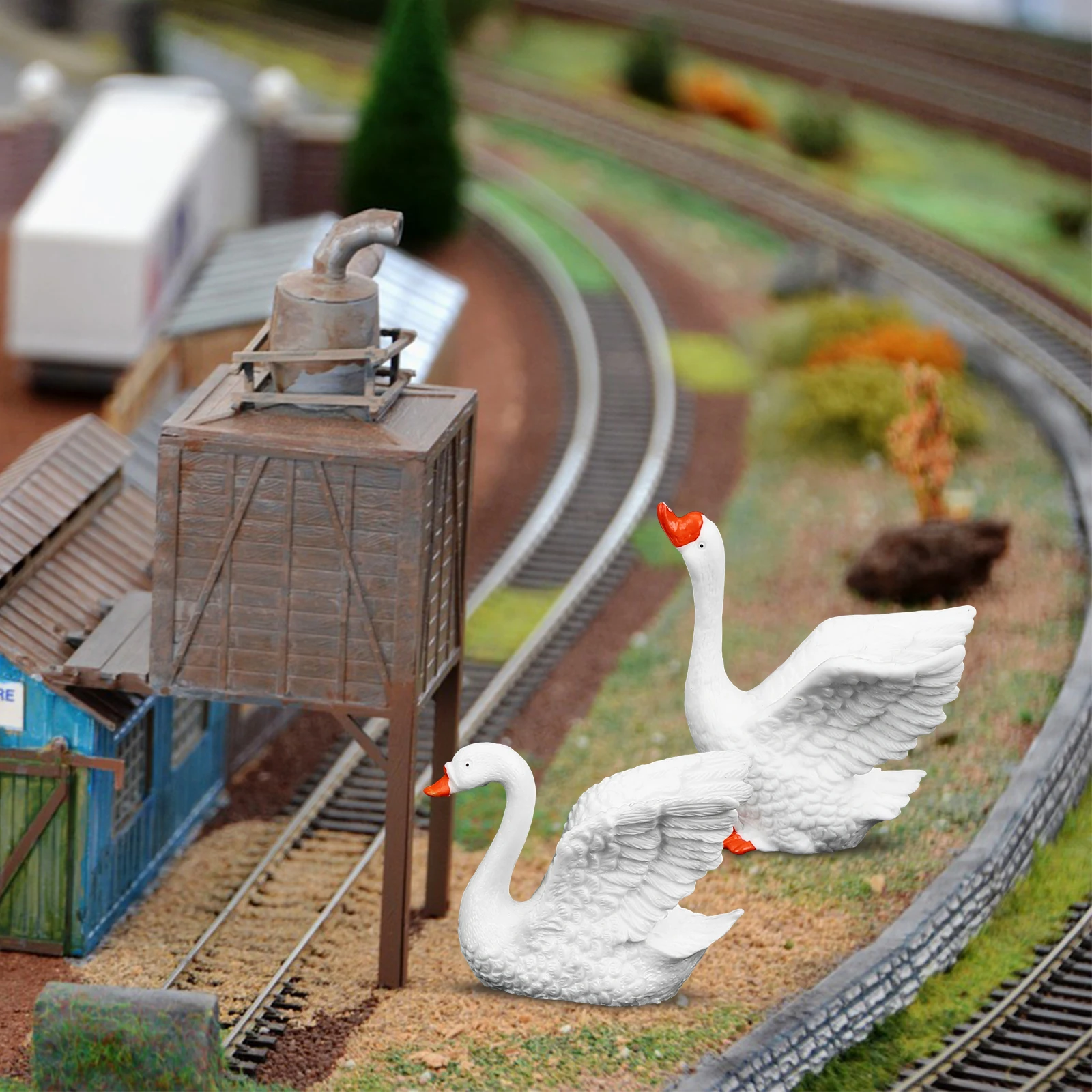 

5pcs Swan Ornaments Miniatures Decorative Resin Figurines for Fairy Garden Lovers Home Decor Detailed Craft Gifts