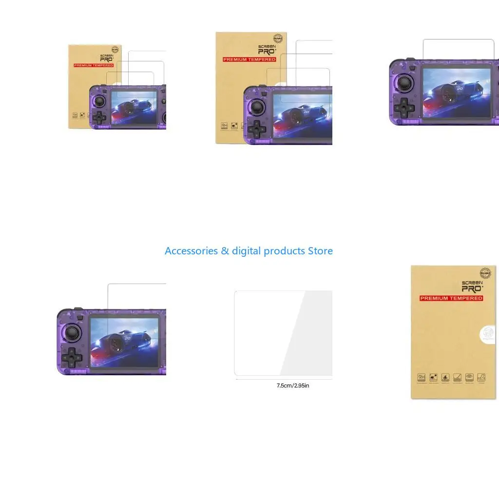 77JD Tempered Glass Screen Film Guard for BOYHOM R36H Portable Gaming Console System