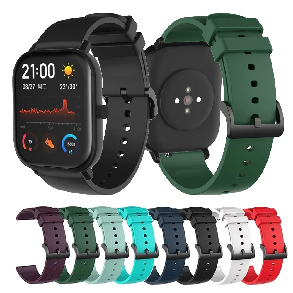 20mm Silicone Strap For Xiaomi Huami Amazfit GTS 4/2 Mini GTS 3 2e Smart Watch Band for Huami Amazfit Bip 3 Bip Lite Pop Pro