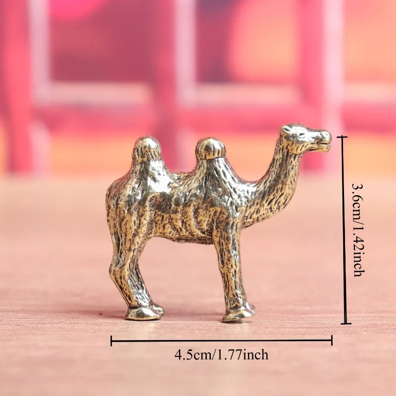 Brass  Camel Figurine, Vintage Metal Camel Mini Statue, Small Desert Animal Ornament, Tea Pet Table Decor Collectible Craft