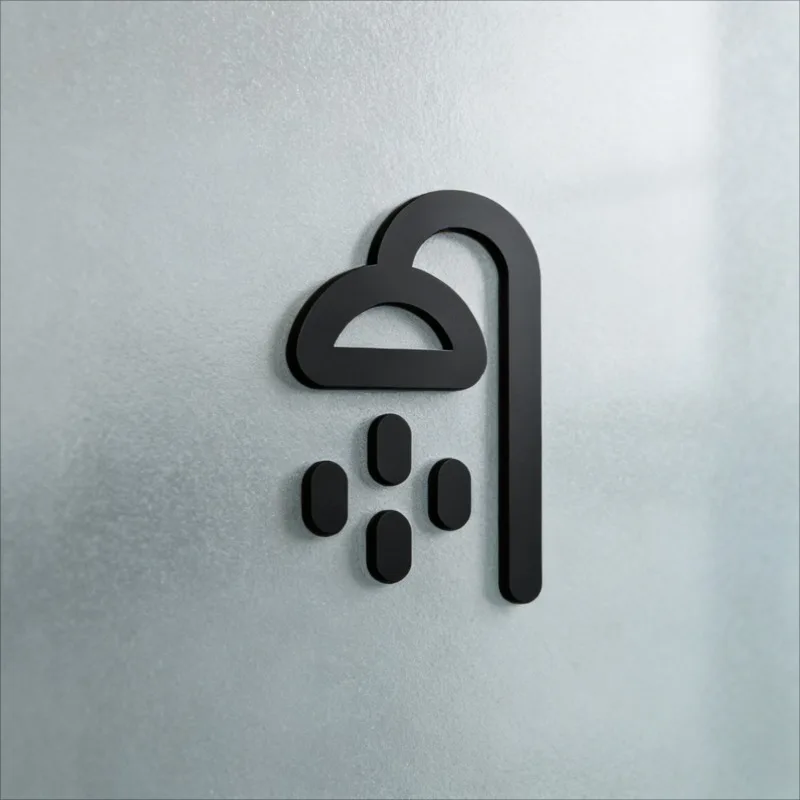 Laser-Cut 3D Acrylic Shower Symbol Sign Self-Adhesive Door Decor Christmas Gift