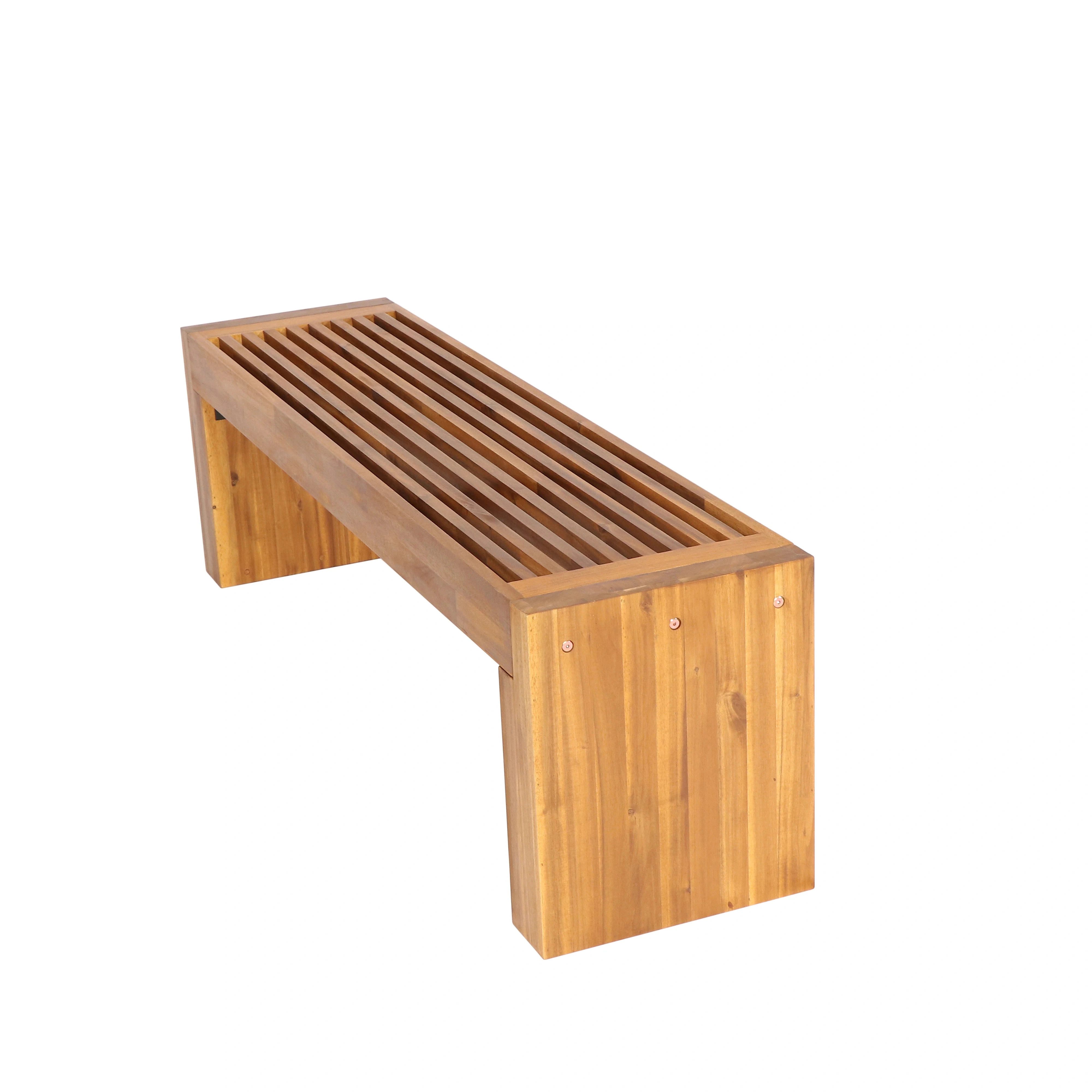 

Outdoor Wooden Long Bench Light Brown Natural Color Patio Style Park Public Courtyard Benches Outdoor Furniture