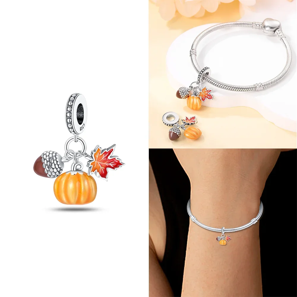 Original 925 Silver Plated Food Fruit Wine Pizza Fries Pineapple Cake Beads Fit Bag Charms Bracelet Jewelry Gifts for Women