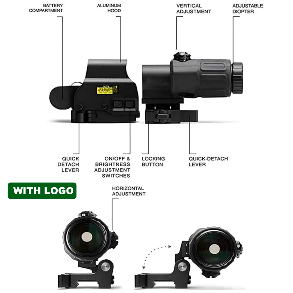 558+G43/G45/G33 Holographic Sight Red Dot Optic Sight 558 Red Dot Sight Gear W/20mm Rail Mounts&Quick Detach Lever