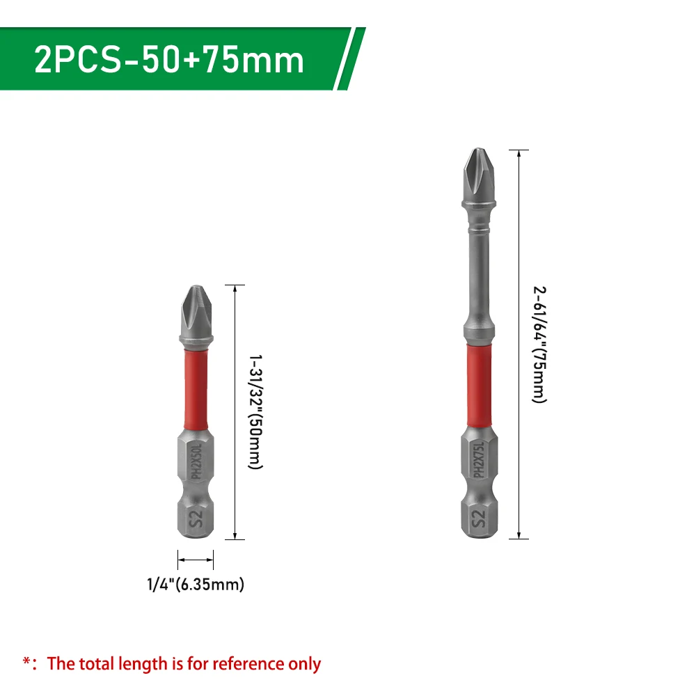 LAVIE Schraubendreher-Bit, S2-Stahl, PH2, Schlagkopf, Kreuzschlitz, 1/4" Sechskant, 25–150 mm, für Elektrobohrmaschinen, zum Bearbeiten von Holz, AE1222P. – Detail 13