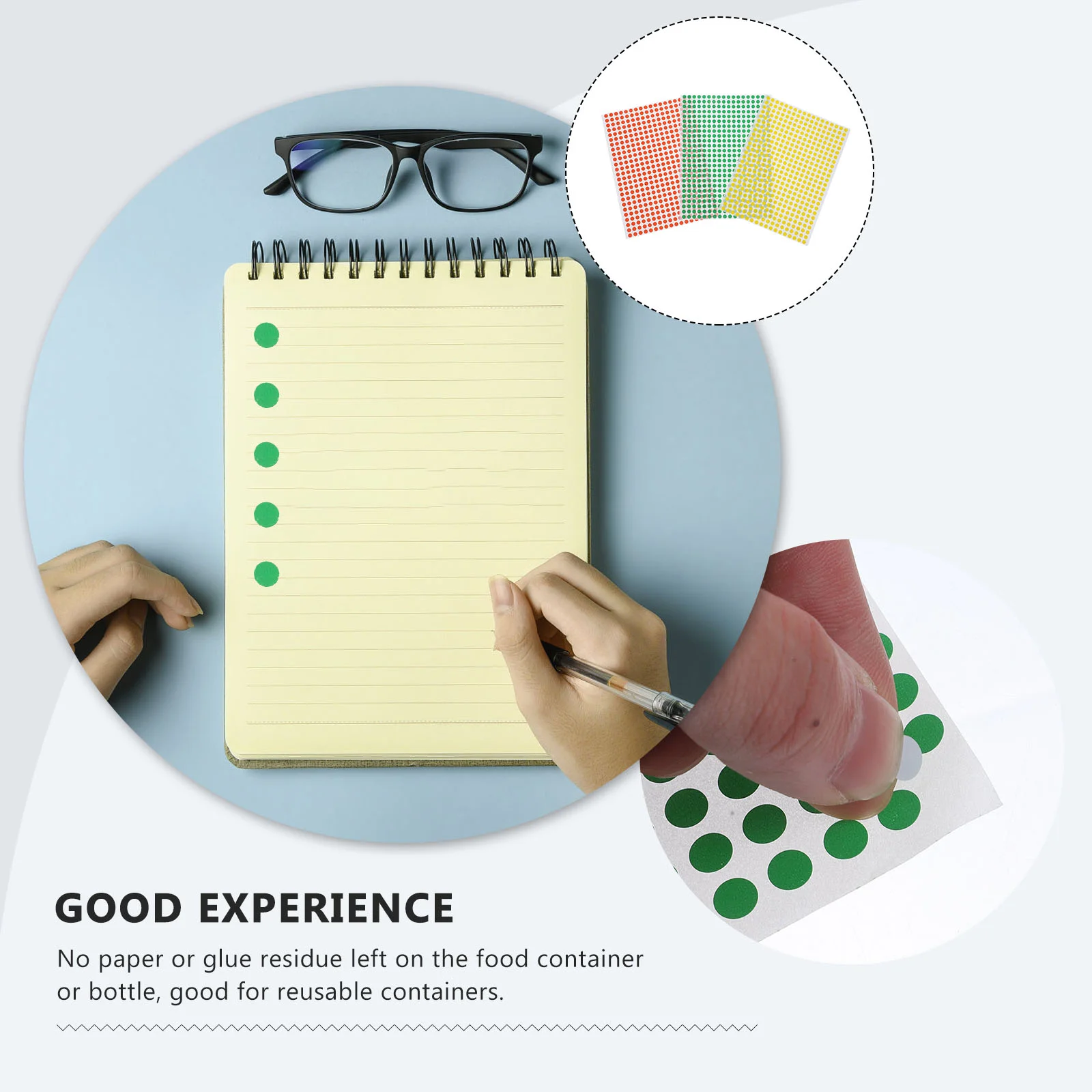 15 Sheets Label Sticker Circle Stickers Classified Round Number Adhesive Dot Labels Small Color Classify Colorful Colored