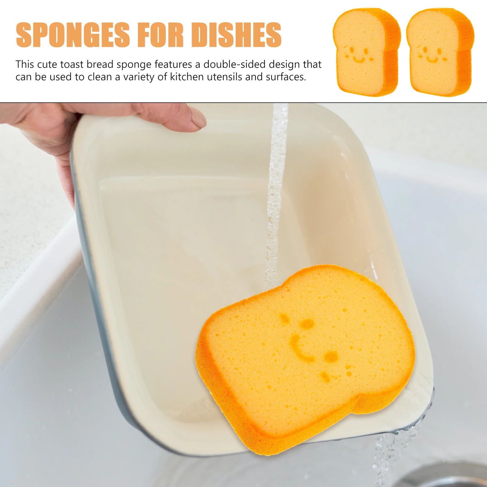 

Thickened Toast Sponge Cartoon Kitchen Cleaning Bread Shaped Dishwashing Reusable Scrubber Pots Dishes Table Wiping Home