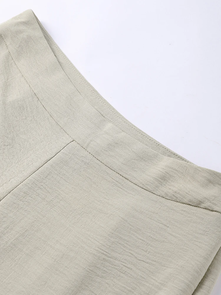 Neue Damen-Outfits: Schicke Anzüge mit Revers, seitlicher Schnürung, langen Ärmeln, Taschen und weiten Hosen – Detail 7