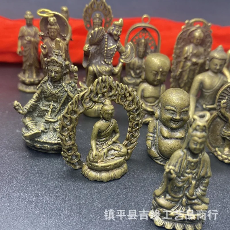 Wholesale Two Pieces Price Buddha Statue Device Small Buddha Statue Table Decoration Mini Yellow Distressed Buddha Pure Copper