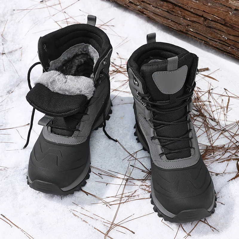 

Men's Winter High-Top Snow Boots with Fleece Lining Thickened Waterproof Non-Slip Warm Fur and Cold-Resistant Cotton Shoes