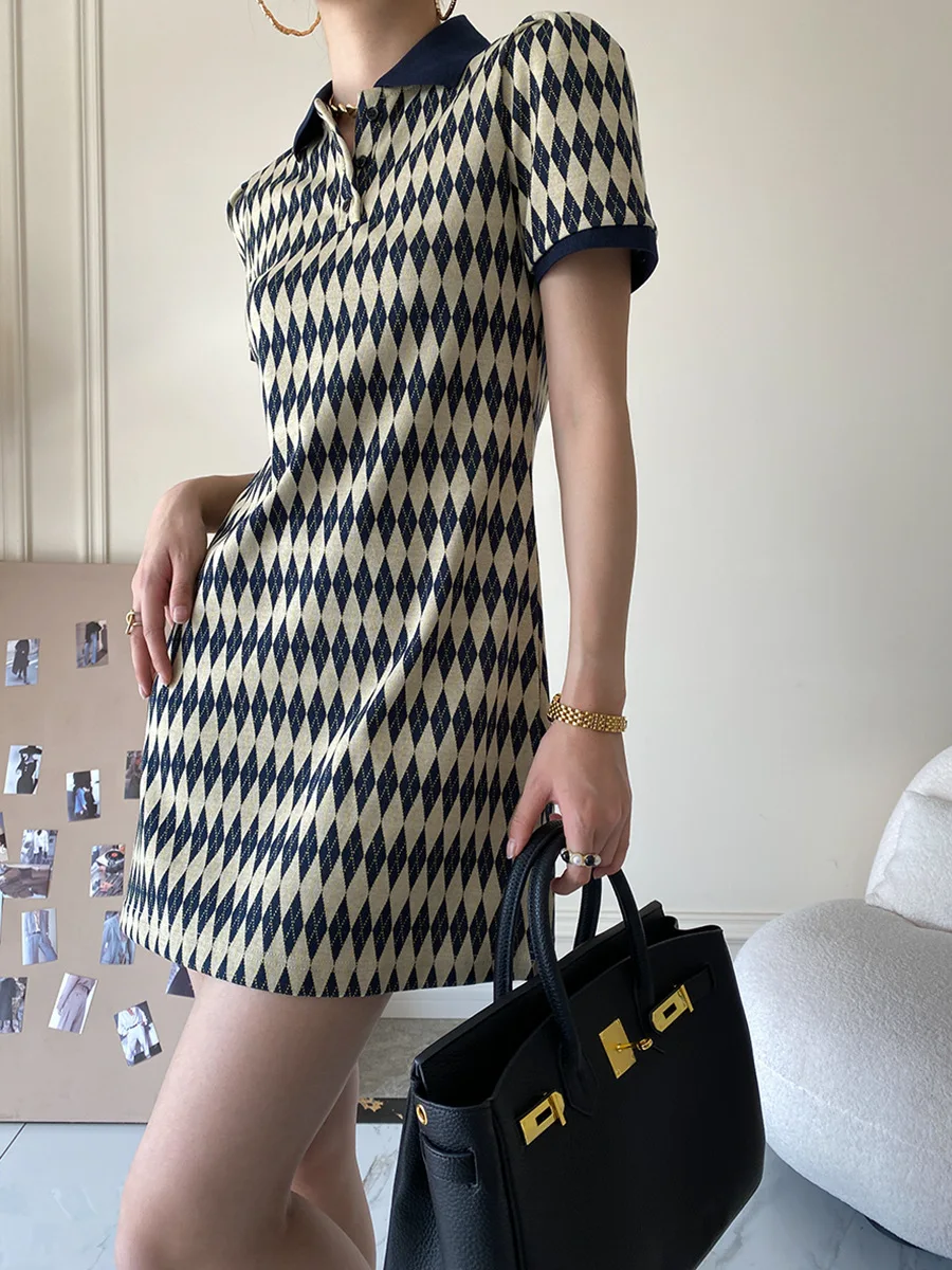 British Lingge polo collar slim dress female small 2022 spring and summer new