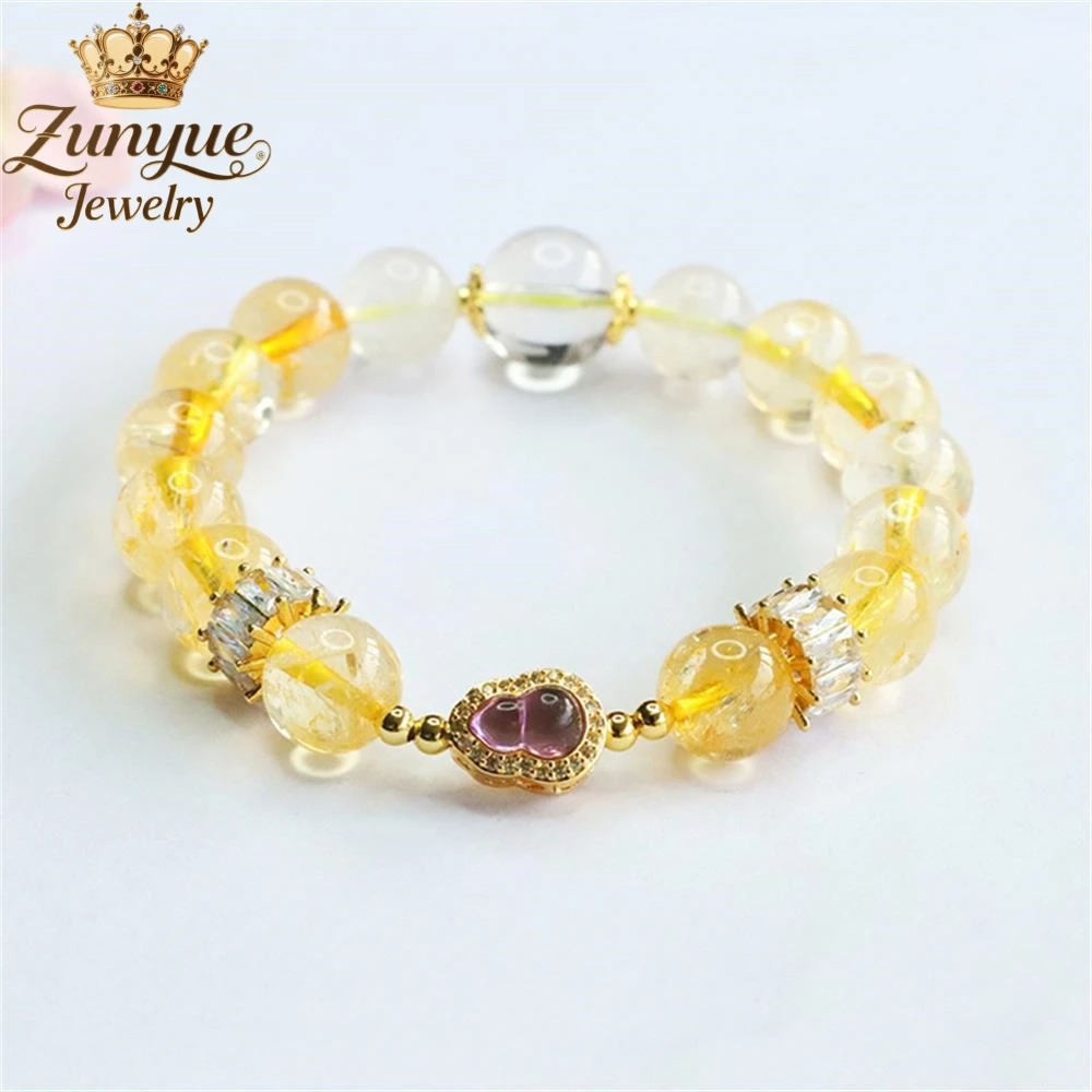

Natural Yellow Crystal And White Crystal Bracelets Luxury Quality Jewelry Fashion Jewelry Exquisite Elegant Charms Popular Gift