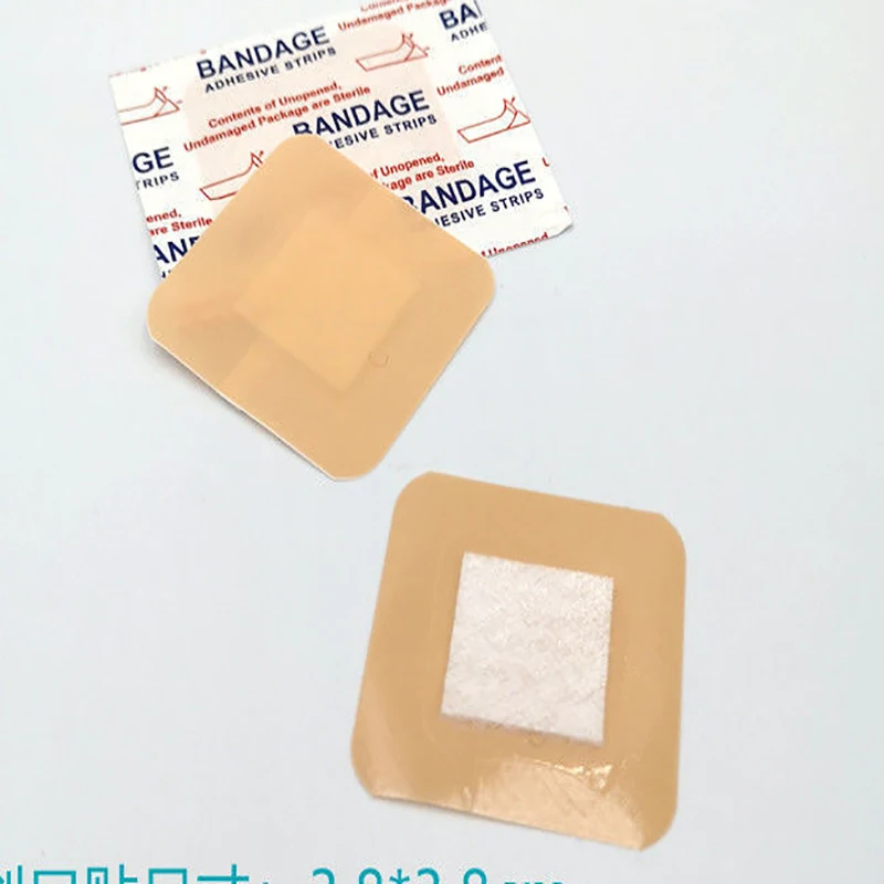 50 Stück atmungsaktive, transparente, quadratische Einweg-Pflaster aus PU mit hautfarbenen und transparenten, wasserfesten Pflastern