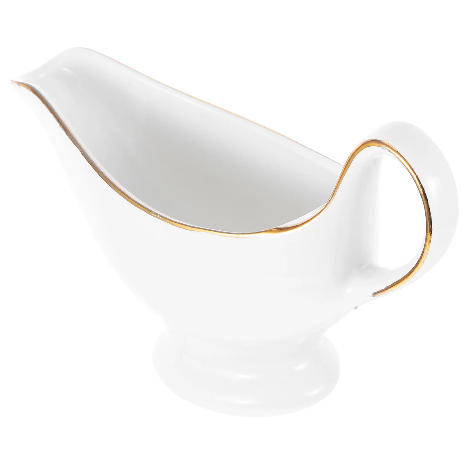 

Phnom Penh Sauce Bucket Gold Trimmed Gravy Boats Trays Containers Condiment with Lids Fine Porcelain Glass Jug