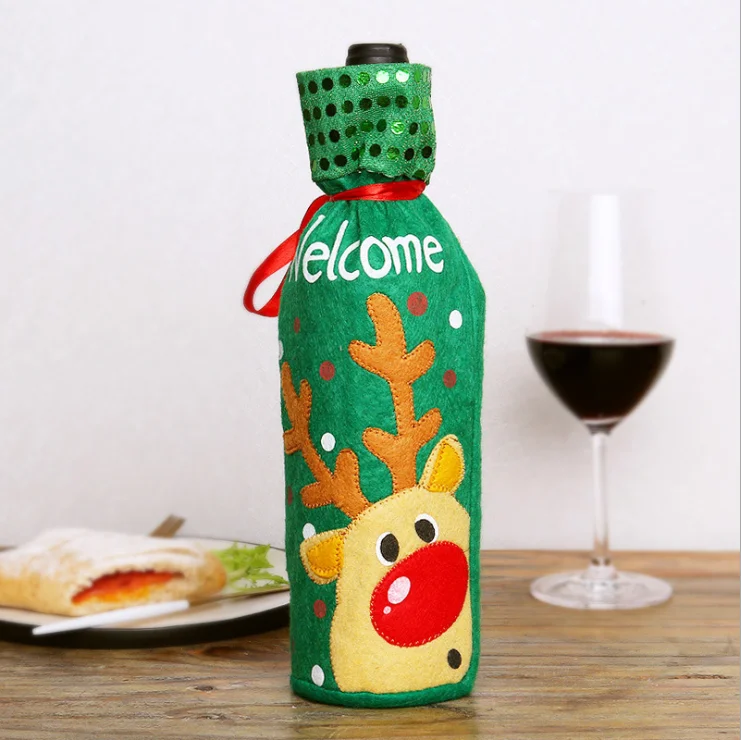 Christmas Decoration Red Wine Bottle Cover set Products Gifts Home Xmas Decor Supplies party gift