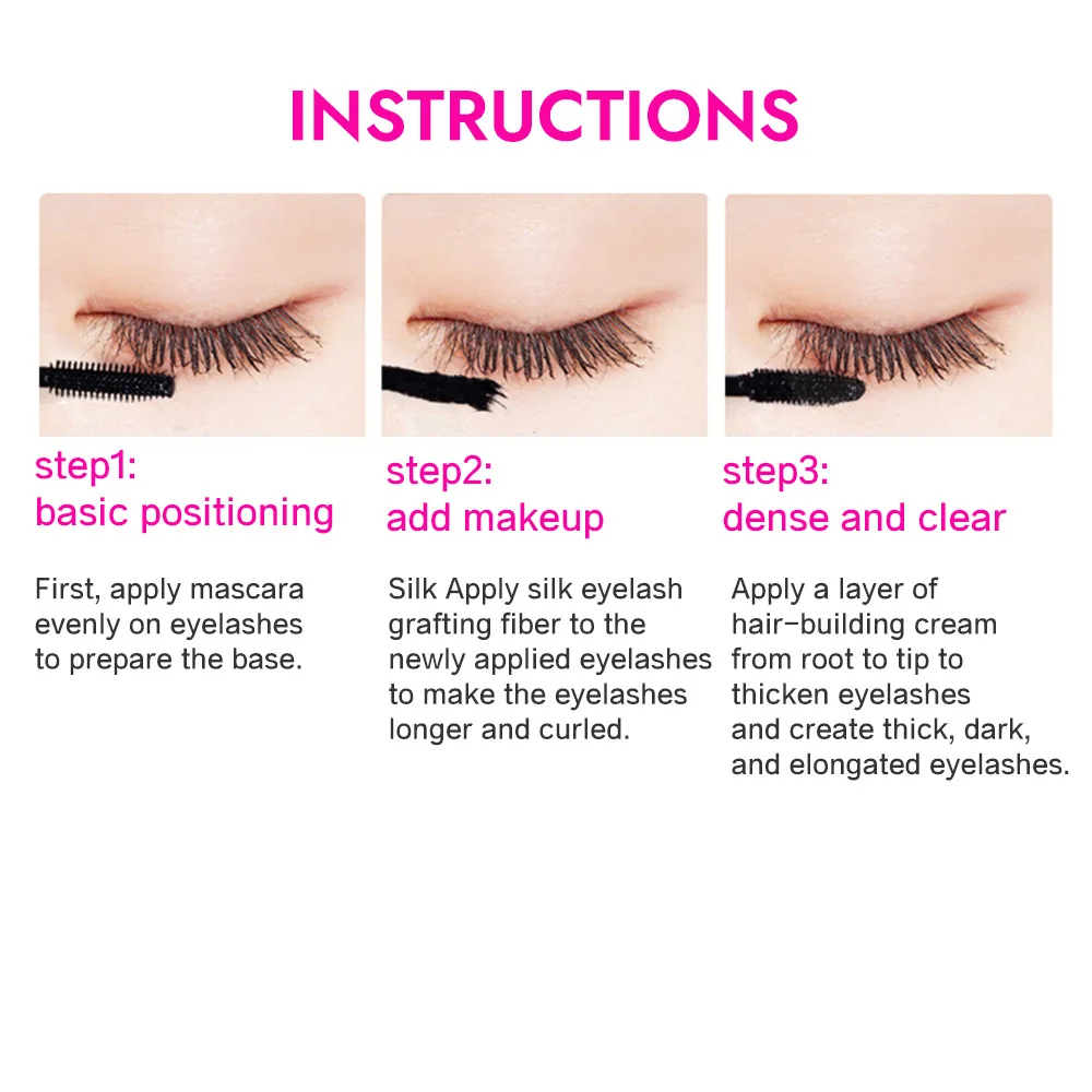 Set mascara in fibra con doppi tubi Impermeabile e duraturo Crea ciglia lunghe naturalmente arricciate senza sbavature
