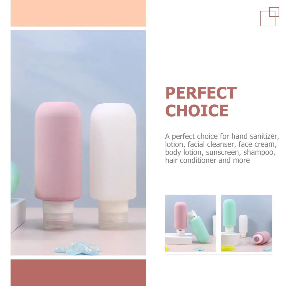 

Silicone Travel Bottles Reusable Leak-Proof Toiletries Containers For Shampoo Lotion Cream Moisturizer Portable Compact