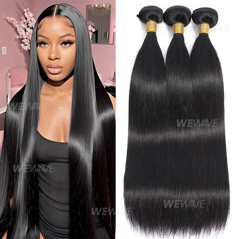

Bone Straight 26, 28, 30 дюймов, пучки 100% человеческих волос, девственные волосы, 1/3/4 шт., с необработанными натуральными черными волосами для наращивания