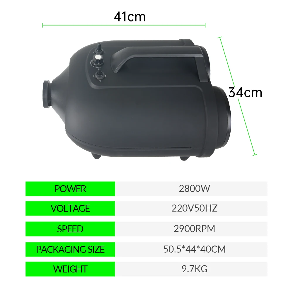 2800W Dual Motor Car Wash Air Dryer Blower Car Dryer Detail Blower Pet Dog Hair Grooming Dryer Machine with Wheels 12M Hose
