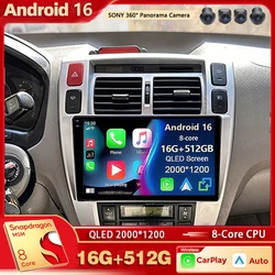 Android 16 For Hyundai Tucson 1 2004-2009 LHD 2K QLED Stereo Car Radio Multimedia Video Player GPS AI Voice 4G CarPlay Head Unit