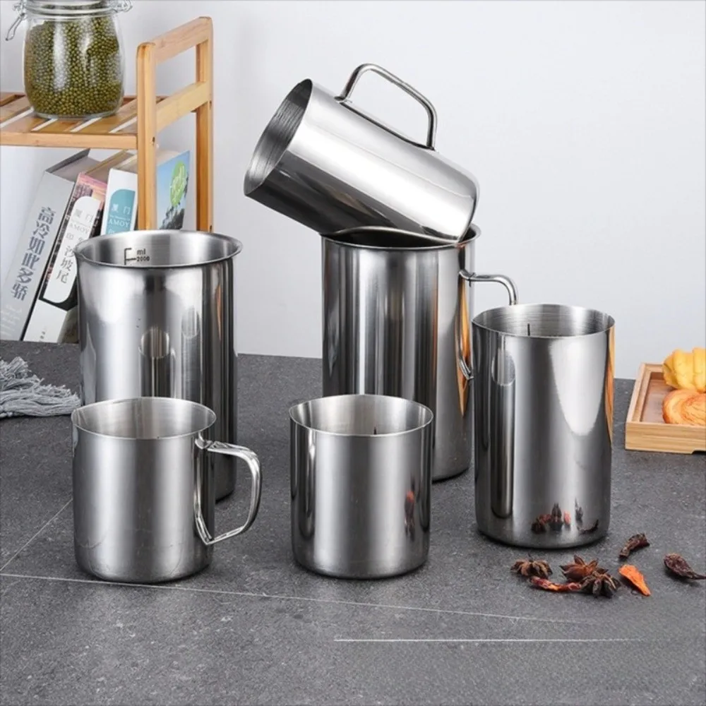 

New Stainless Steel Laboratory Beaker Scale Graduation 500ml Measuring Cups Large Capacity 1000ml Milk Frothing Pitcher Baking