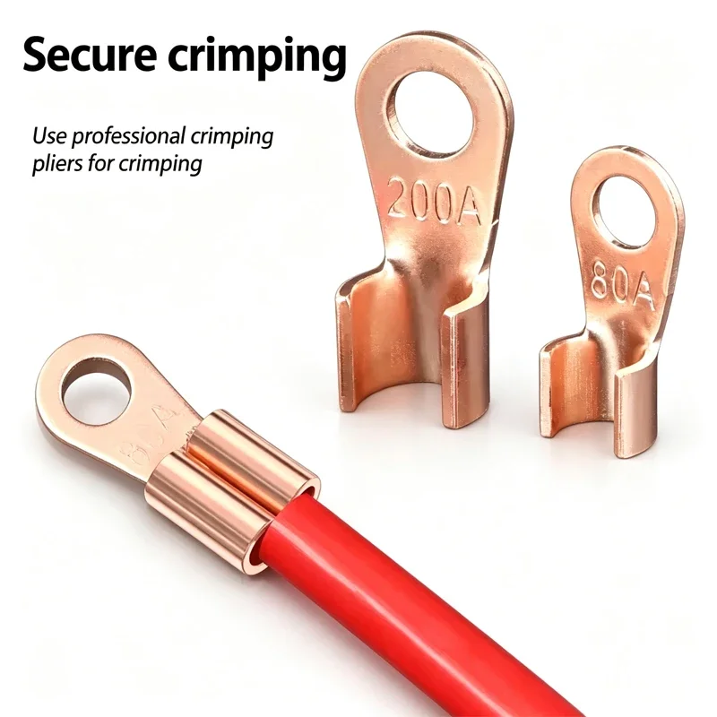 2/5/10pcs OT Type 3~1000A Splice Wire Terminal Red Copper Bare Nose Lugs Crimp Open Mouth Cable Connector Terminals Equipment