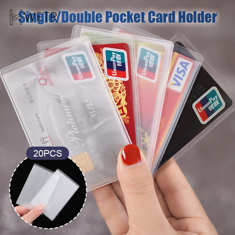 

20Pcs PVC Transparent Card Holder Waterproof Anti-degaussing Protector Card Cover Bus Business Case Bank Credit ID Card Holder