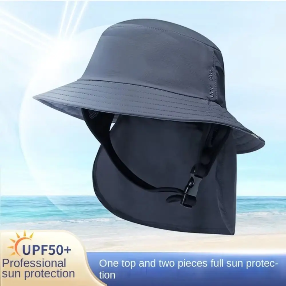 

With Chin Strap Surfing Backet Hat Breathable Windproof Ladies Sun Hat Quick-drying Wide-brimmed Fisherman Cap Mountaineering