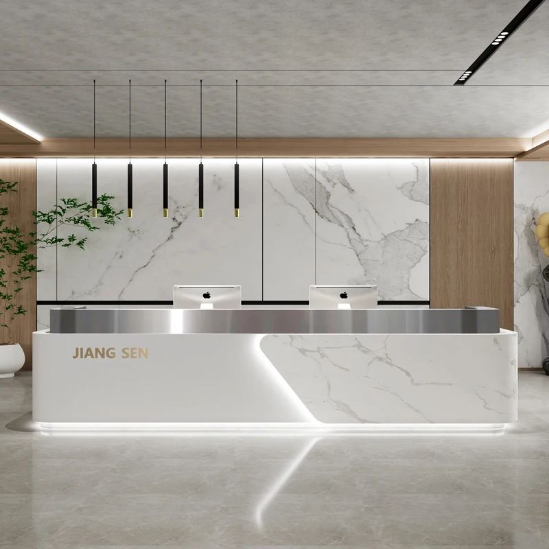 

Modern Nordic Bar Counter Cabinet Trendy Beauty Simple Luxury Reception Desks Quality Elegant Mostrador Commercial Furniture