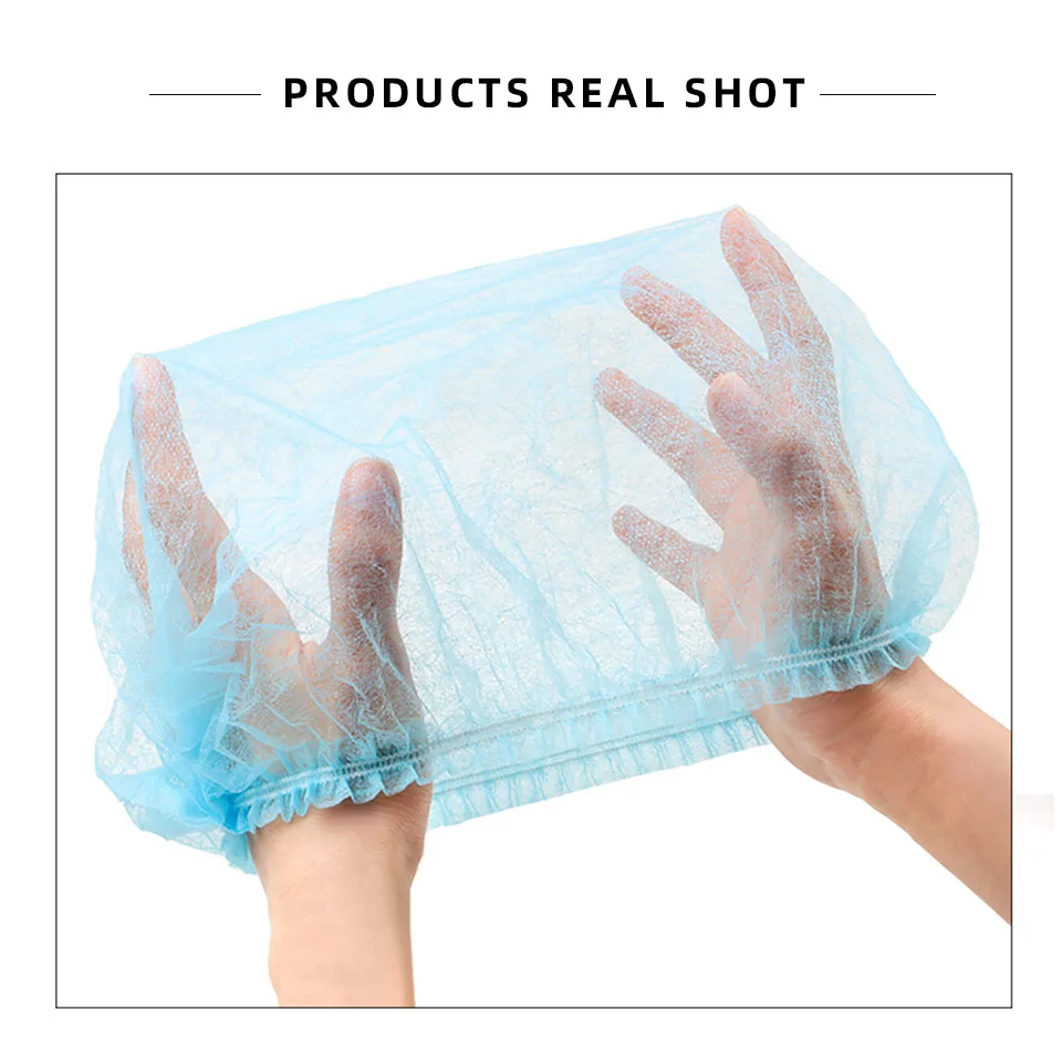 100pcs/Pack Disposable Shower Cap Elastic Hair Head Covers Waterproof Non-woven Bath Hat for Extension Clear Kitchen