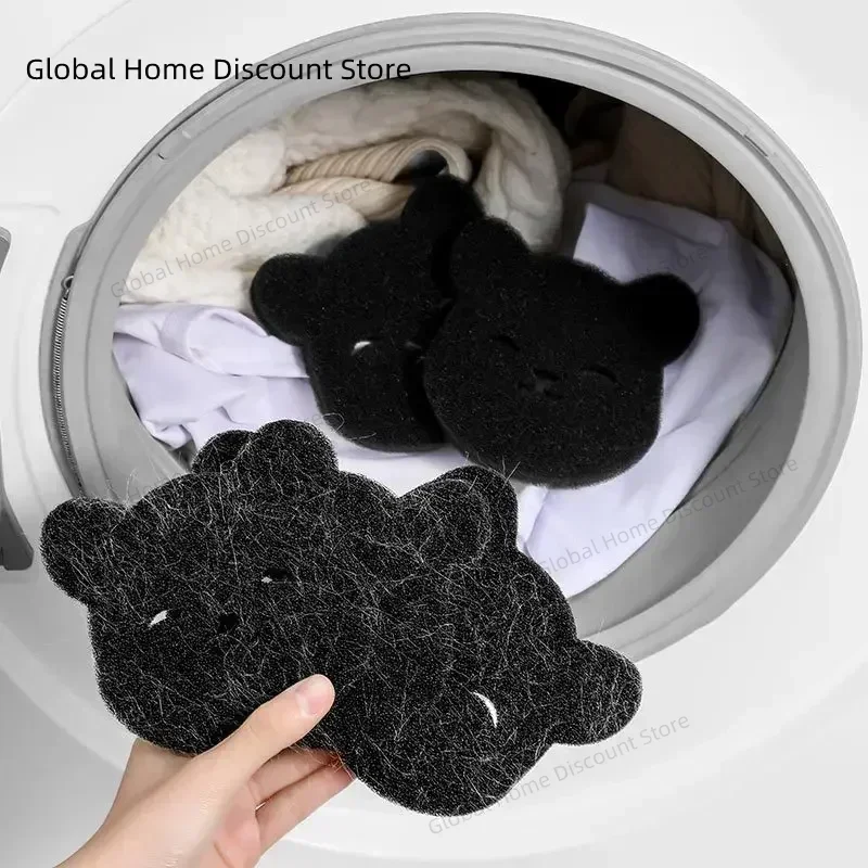 

New Pet Hair Remover for Laundry, 4 Counts Sponge Laundry Ball, Bear Design Laundry Lint Remover, Reusable Hair Remover Sponge