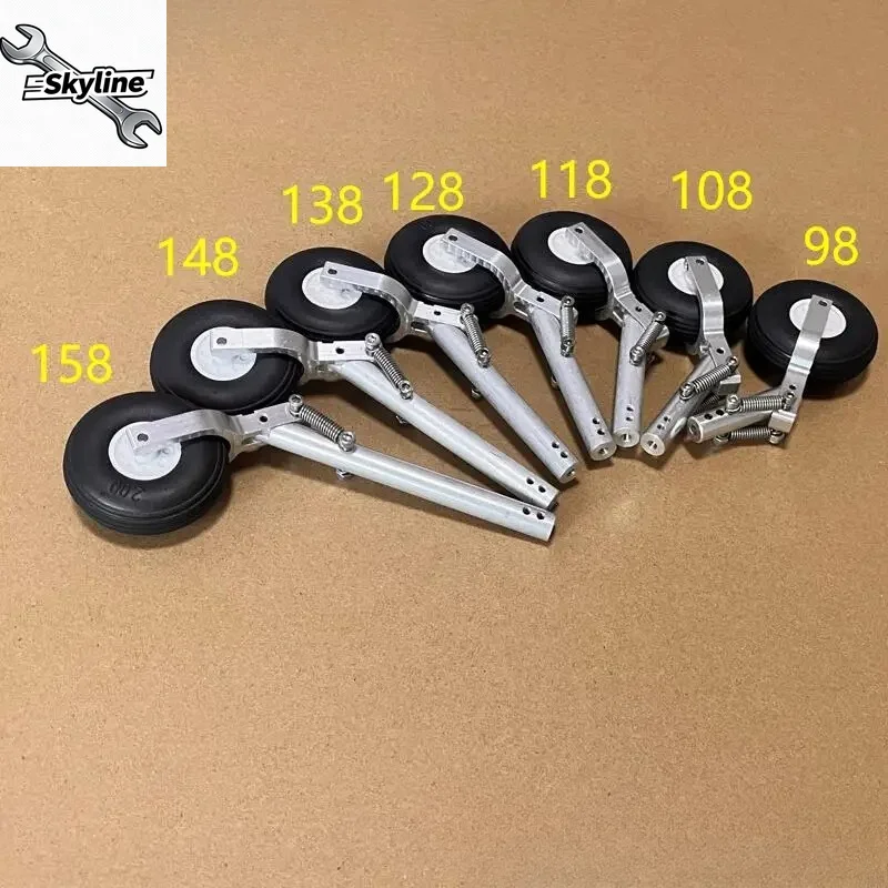 98–158mm Height Double Spring Shock Absorber Kneeling Landing Gear with PU Wheel, Spare Parts for 3-4kg DIY RC Airplane Models