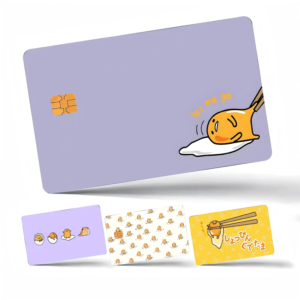 ملصقات جلدية لبطاقة الائتمان الكرتونية G-Gudetama لبطاقة البنك والحافلة المتروية ملصق مقاوم للماء هدية للنساء