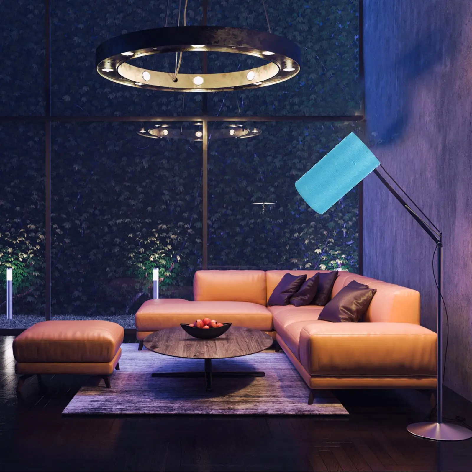 Linen Lampshade Pleated Large Blue Table Pattern Lampshades for Replacement Bedside