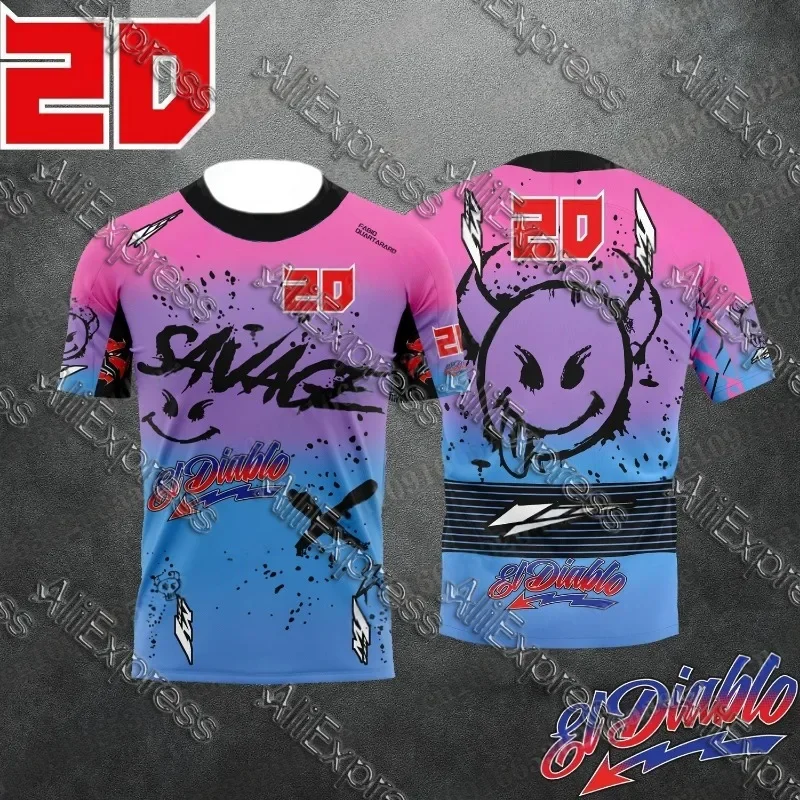 

Kids Summer Quick-Dry Breathable T-Shirt Fabio Quartararo Motorcycle Design Casualwear for Boys And Girls Extreme Sports Style