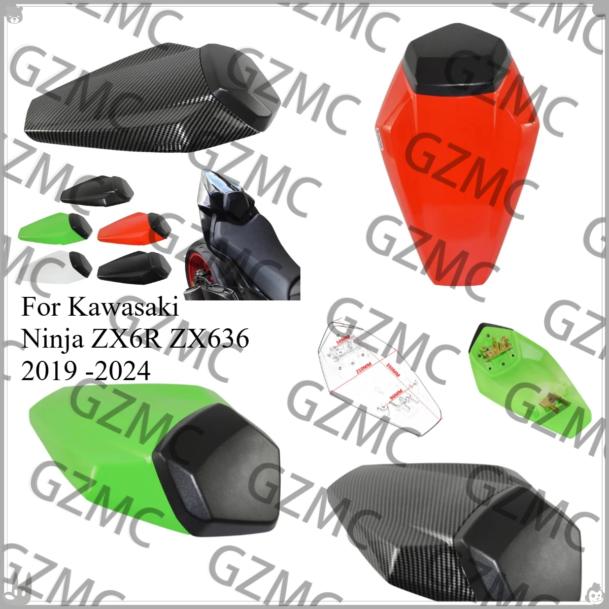 ZX 6R 636 20 2021 Rear Seat Cover For Kawasaki Ninja ZX6R ZX636 2019 -2024 Motorbike Rear Passenger Pillion Solo Seat Cover Cowl