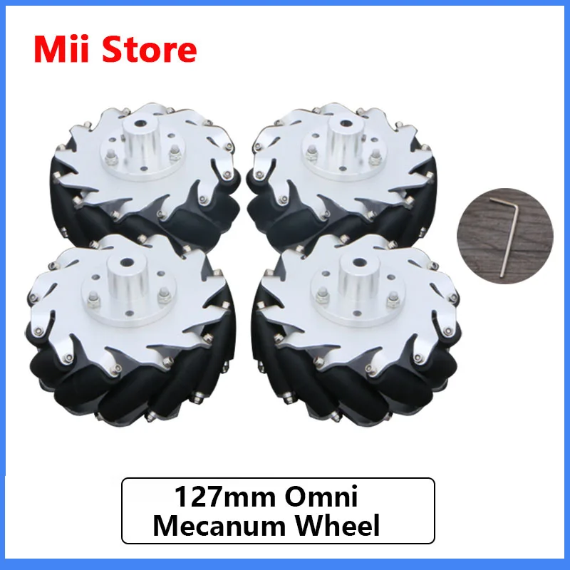 

60KG Load 127mm Omni Mecanum Wheel with 4/6mm TT Hubs for Arduino Raspberry Pi DIY STEM Robot Car Chassis Toy Parts