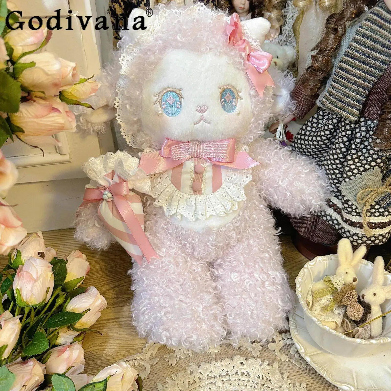 

Original Design Lolita-style Princess Girl's Backpack 2026 New Women's Cartoon Plush Lamb Large Capacity Crossbody Bag Backpack