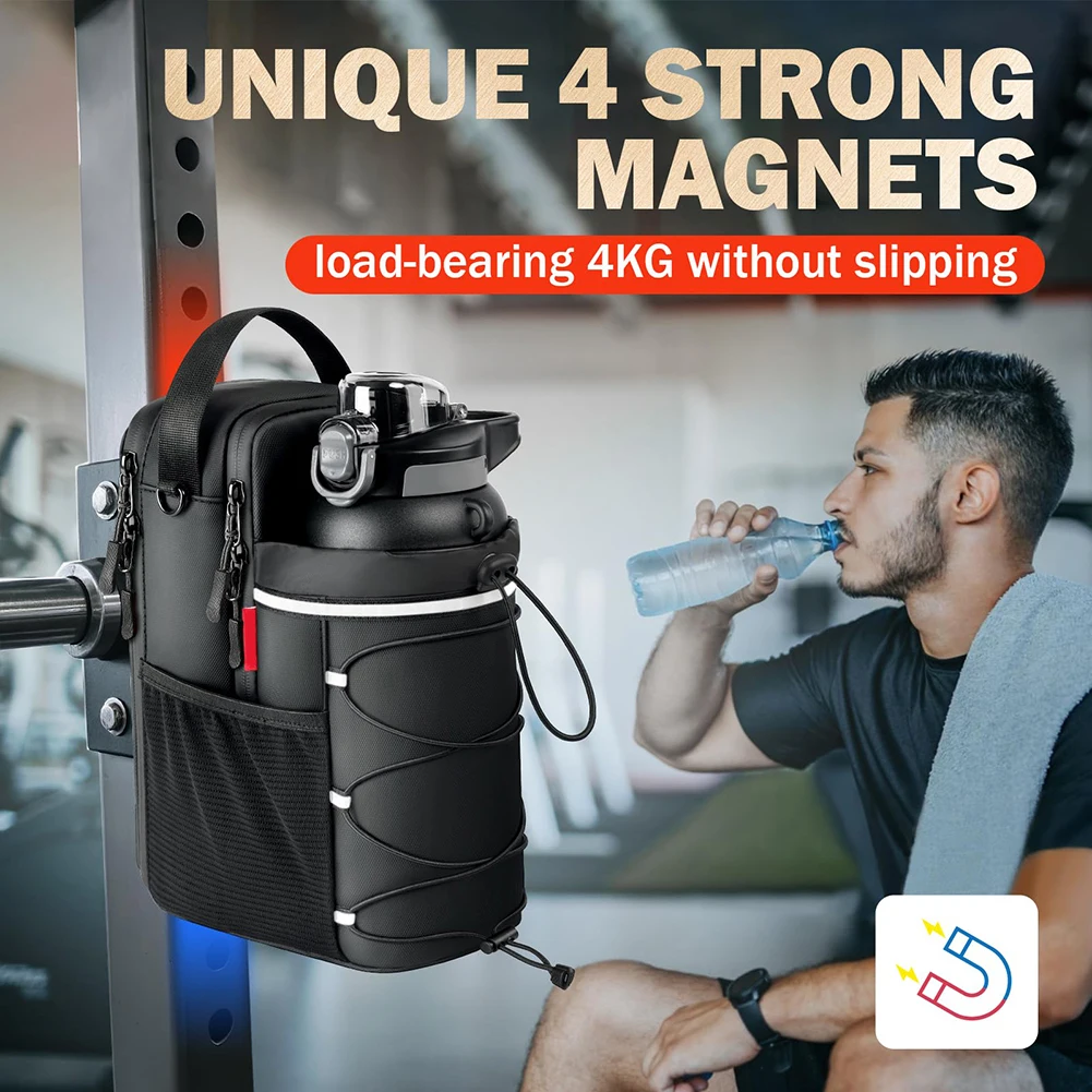 

Magnetic Gym Bag Large Capacity Magnetic Carrier Bag With Phone Pocket Portable Gym Water Bottle Pouch Gym Accessories Organizer