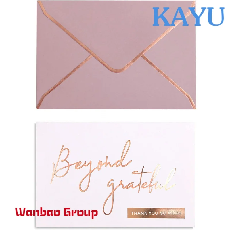 Obrigado cartões com envelopes, além de cartões Grternal, ouro rosa, 4x6 polegadas