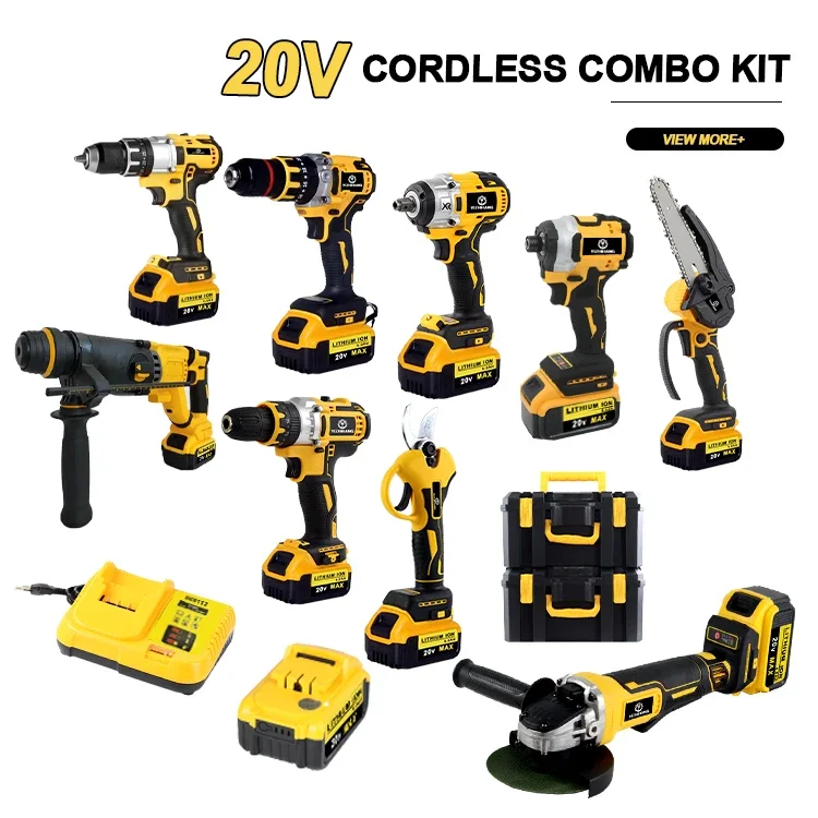 Factory wholesale 8 sets of 4 batteries 13mm cordless electric tools 20V lithium ion battery electric impact drilling machine